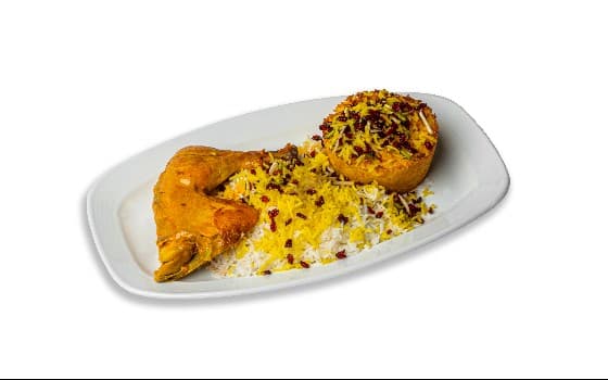 ته چین پلو با مرغ (ران)