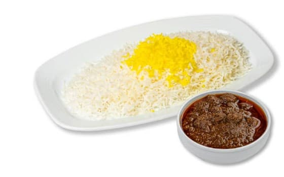 چلو فسنجان با گوشت قلقلی